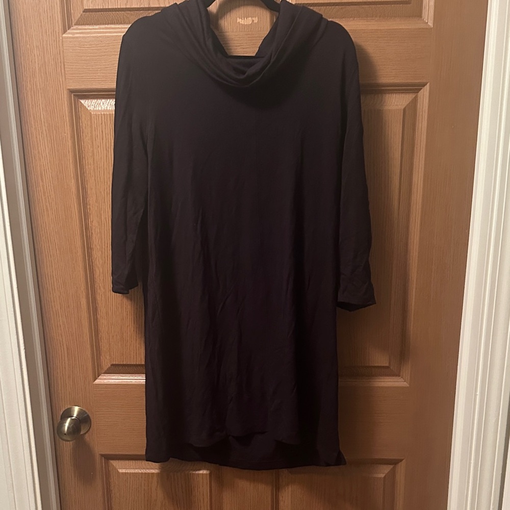 LOFT Black Long Sleeve Cowl Neck Dress